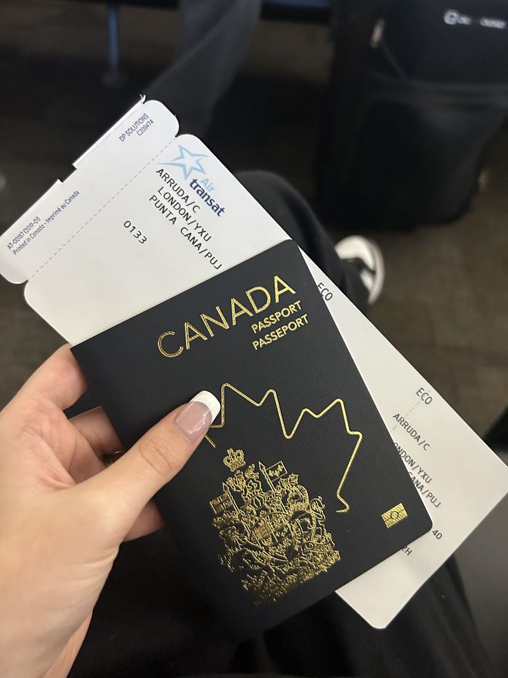 Canadian passport and travel papers in a journey setting